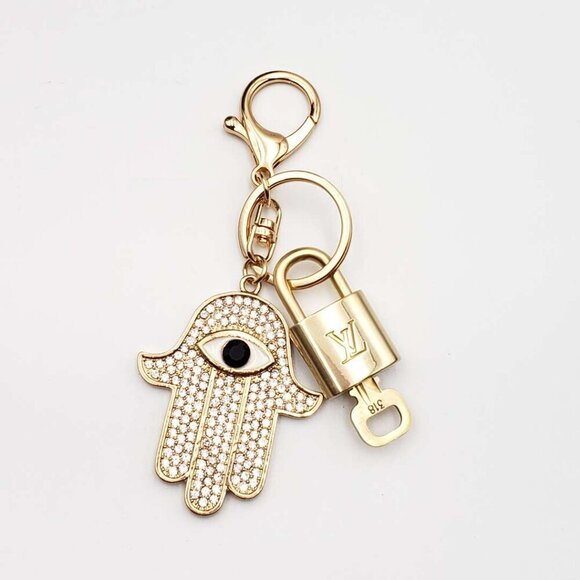 100% Auth Louis Vuitton Lock & Key with unbranded Bagcharm, Keycharm, Keychain - Picture 1 of 6